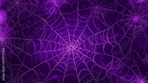 Purple aesthetic unique spooky halloween themed spiderweb cobweb background with white spider thread texture
 photo