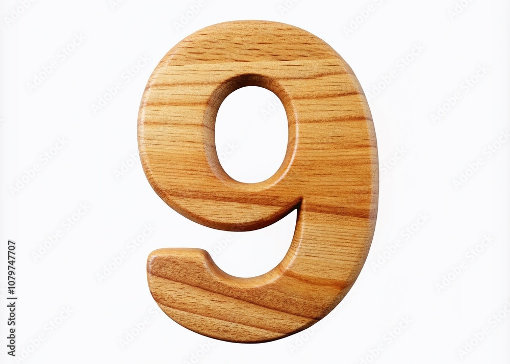 Rule of thirds; wooden number nine, isolated on white. Rule of thirds; wooden number nine, isolated on white.