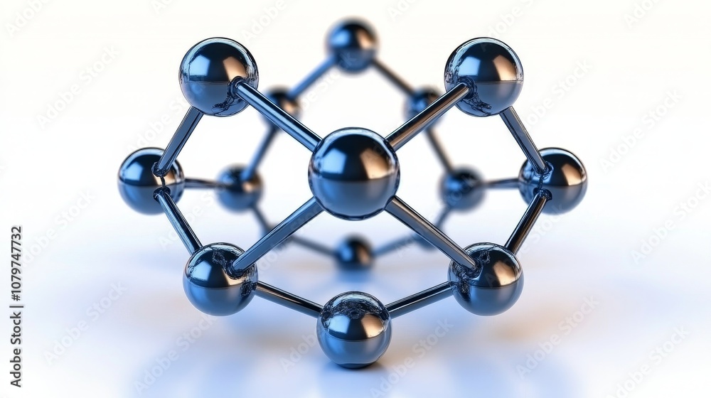 Fototapeta premium 3D Metal Molecular Structure Scientific Abstract Connection Network Technology Science Design