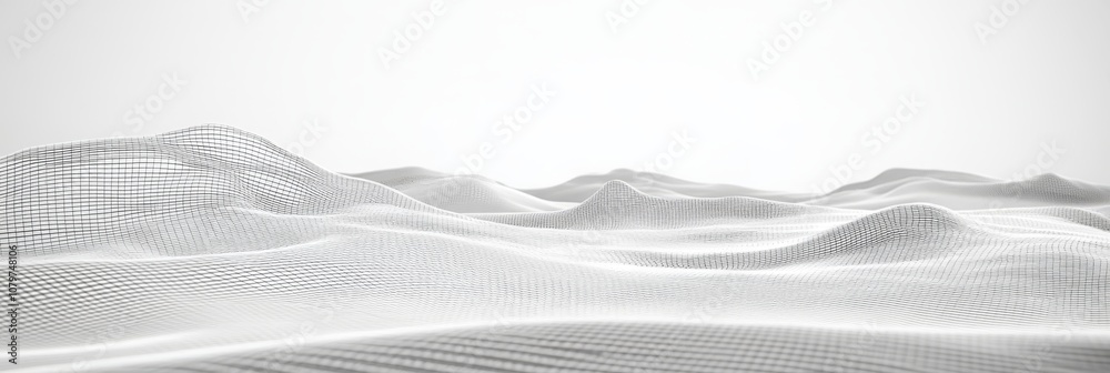 Obraz premium Precision Engineering: Minimalistic Wireframe Landscape of Digital Infrastructure with Grid Lines and Nodes