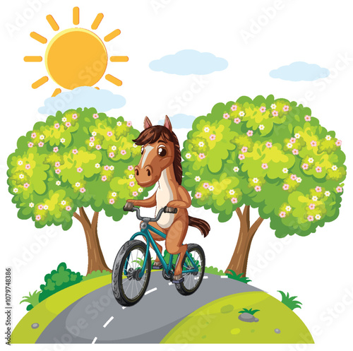 Horse Riding Bicycle in Sunny Park