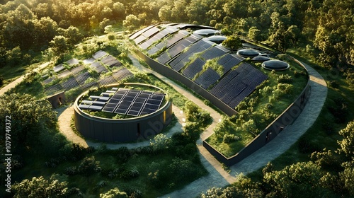 A solar-powered waste-to-energy plant that converts waste into usable energy using solar panels and eco-friendly processes, promoting sustainable waste management.