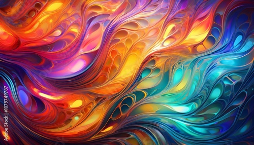 Abstract design with vibrant, swirling lines, creating a dynamic, psychedelic effect