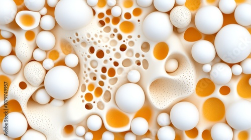 Abstract White and Orange 3D Sphere Pattern Background