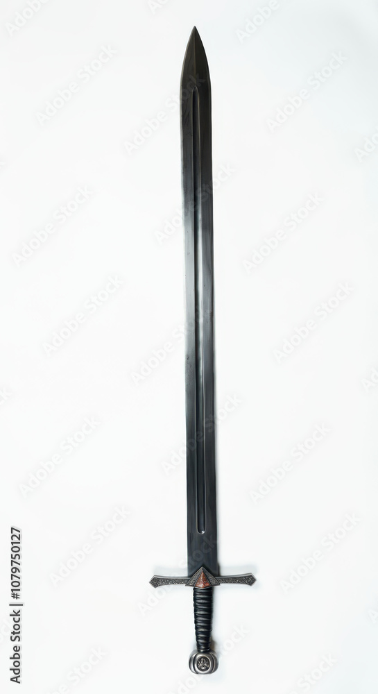 The Zweihänder is one of the largest swords, up to 2 meters long, 10 kg, it was a two-handed sword developed during the Renaissance in Italy and regions of the Holy Roman Empire white backgound