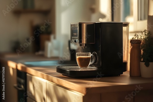 Modern Coffee Machine with Espresso Glass