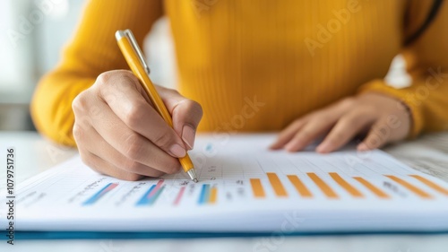 Closeup of a person writing in a financial journal, tracking investment growth and future goals   investment tracking, financial growth