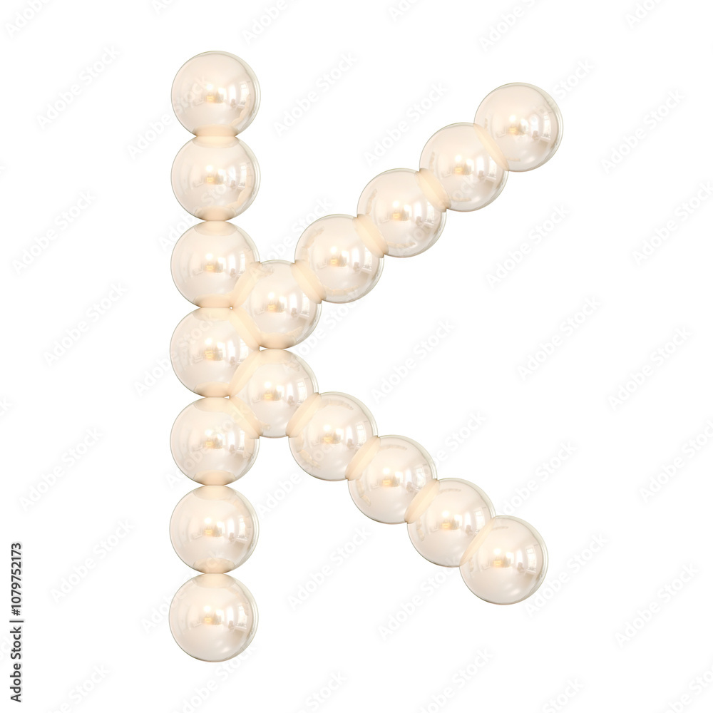 3D K Pearl Font with Elegant Glossy Design