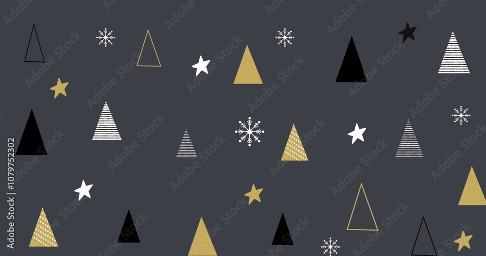 Naklejka premium A digitally generated image of christmas decorations, including christmas trees and stars, on a grey