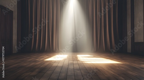 Wallpaper Mural Sunlight Streaming Through Curtains onto Wooden Floor Torontodigital.ca