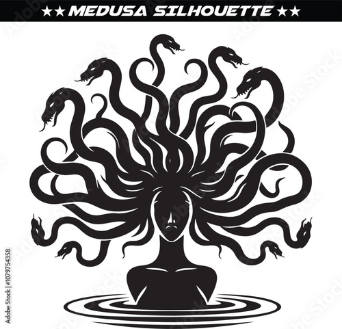 Mythical medusa silhouette vector illustration