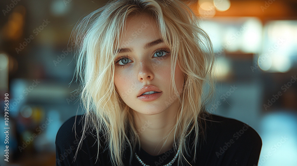 A young woman. Blonde. A young woman. Blonde.