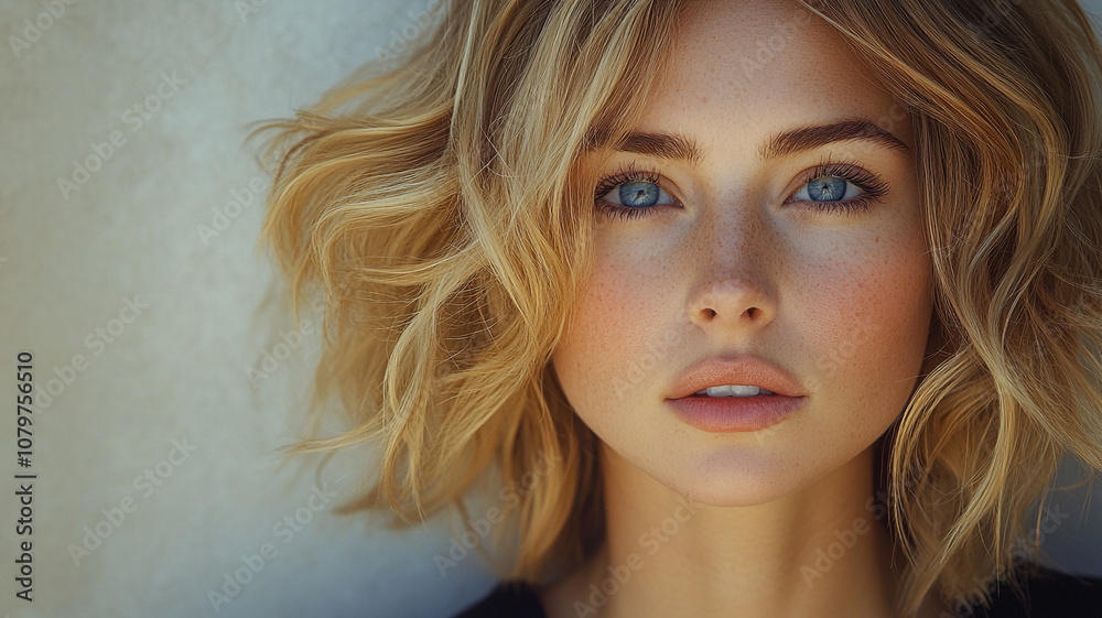 A young woman. Blonde.