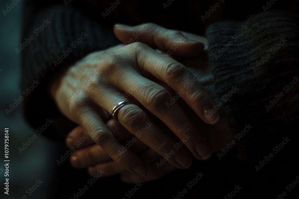 Fototapeta premium Hands clasped together in a gesture of trust, intimacy, or support