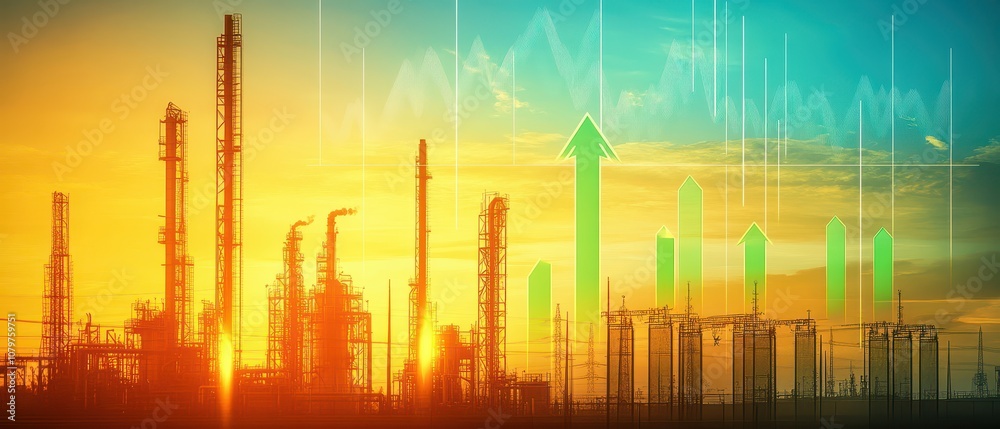 Fototapeta premium Graph showing global carbon emissions reduction with downward arrow, earth textures