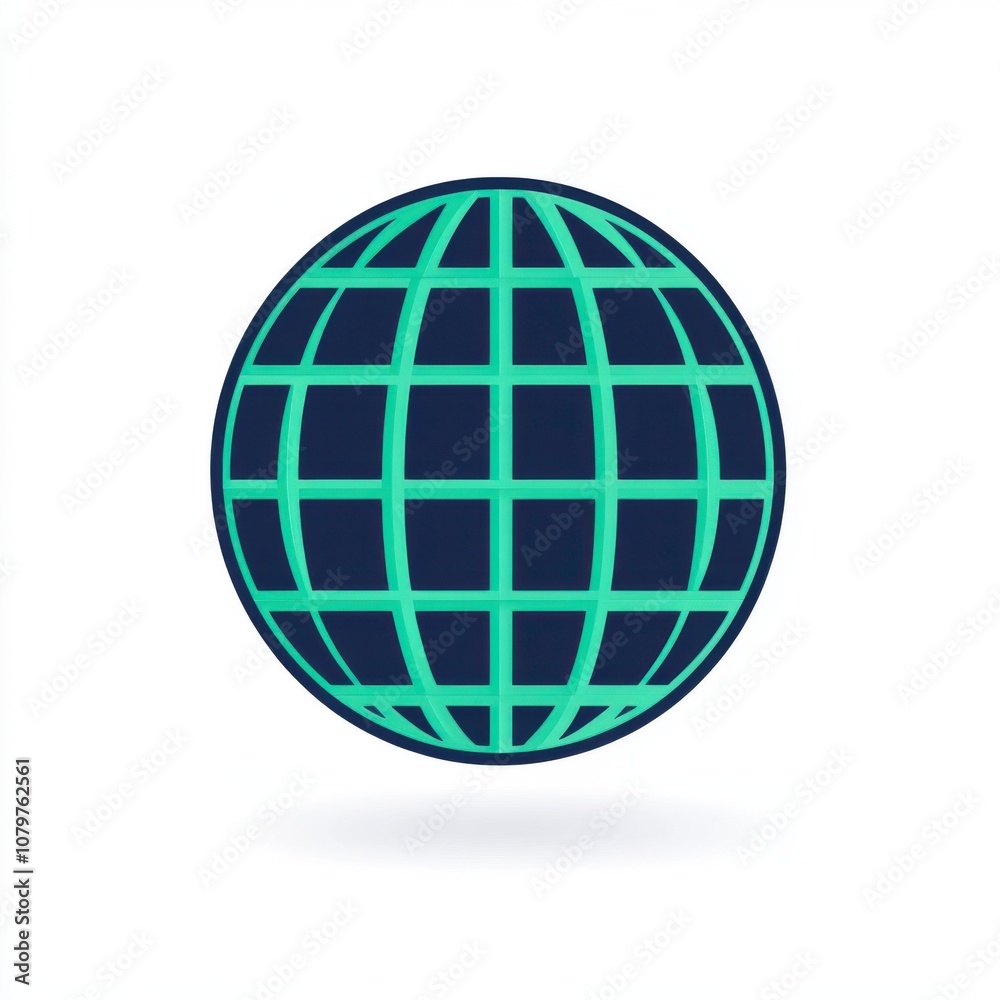 Explore the modern logo of a globe with clean lines and solar panel design representing sustainable energy Explore the modern logo of a globe with clean lines and solar panel design representing sustainable energy