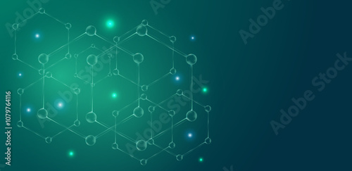 Abstract molecular background. Dna and biotechnology science green gradient health and care.