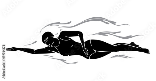Female Swimming Sport, Active Person Silhouette