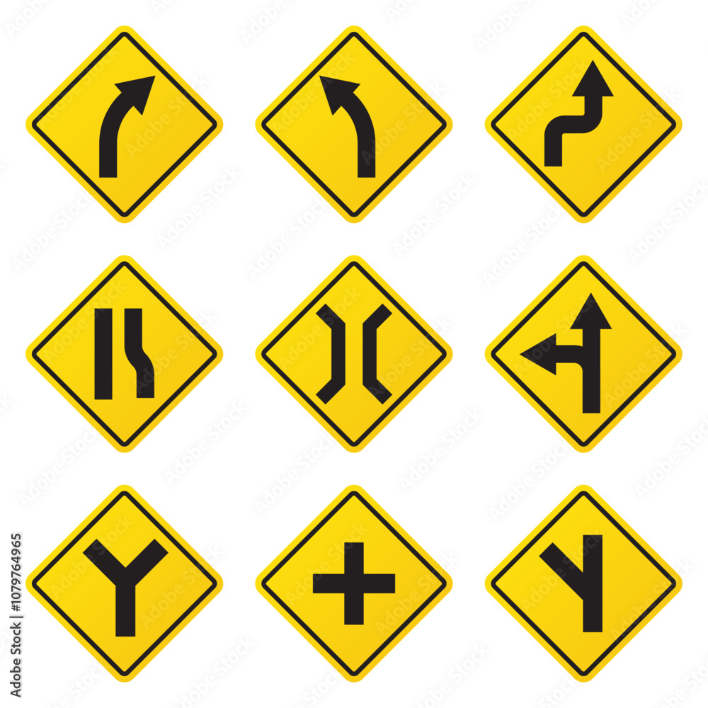 Yellow road sign and warnning vector illustration Yellow road sign and warnning vector illustration