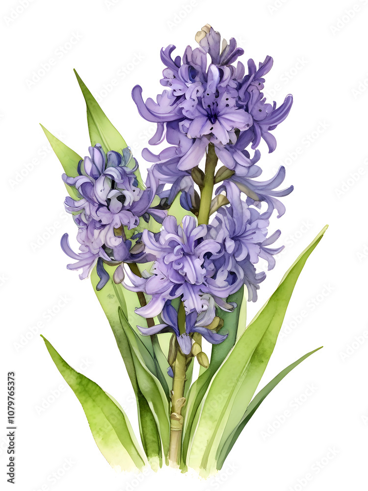 Obraz premium Hyacinth Watercolor Flower Nature Art