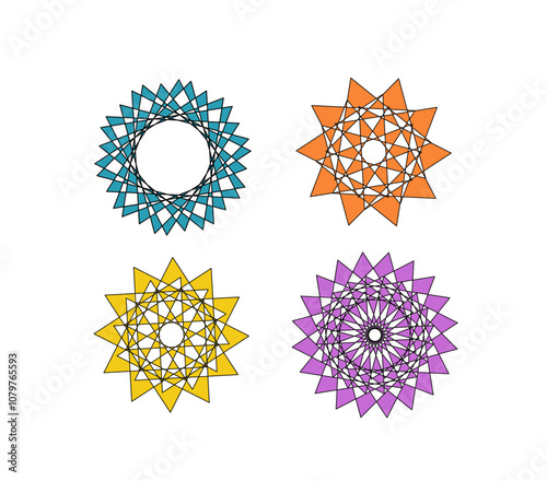 Spirograph patterns on a white background, vector illustration. Templates for advertising courses in geometry, mathematics and other exact sciences