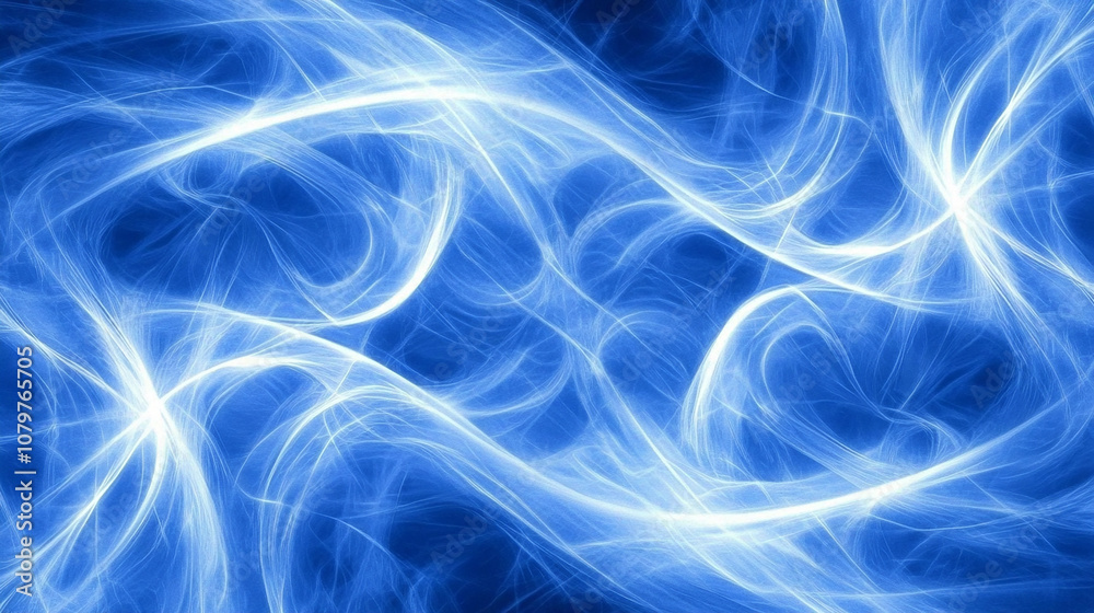 Obraz premium Abstract blue and white swirling light pattern.