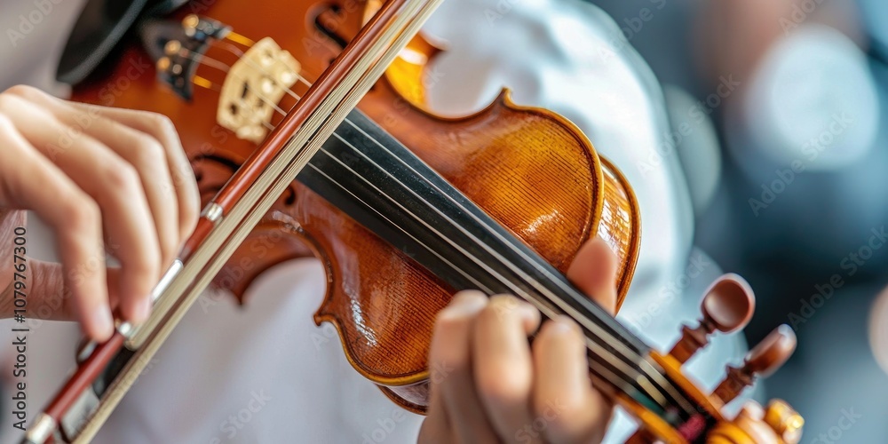 A close-up of a musician’s hands playing a specific instrument, such as a violin or saxophone. A close-up of a musician’s hands playing a specific instrument, such as a violin or saxophone.