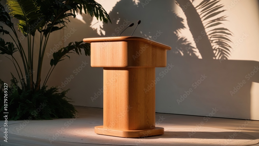 Minimalist Wooden Platform with Sunlit Shadows Minimalist Wooden Platform with Sunlit Shadows