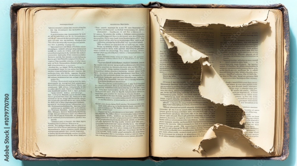Obraz premium An Open Book With Torn Pages