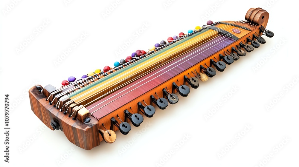Colorful string instrument on white isolated background Colorful string instrument on white isolated background