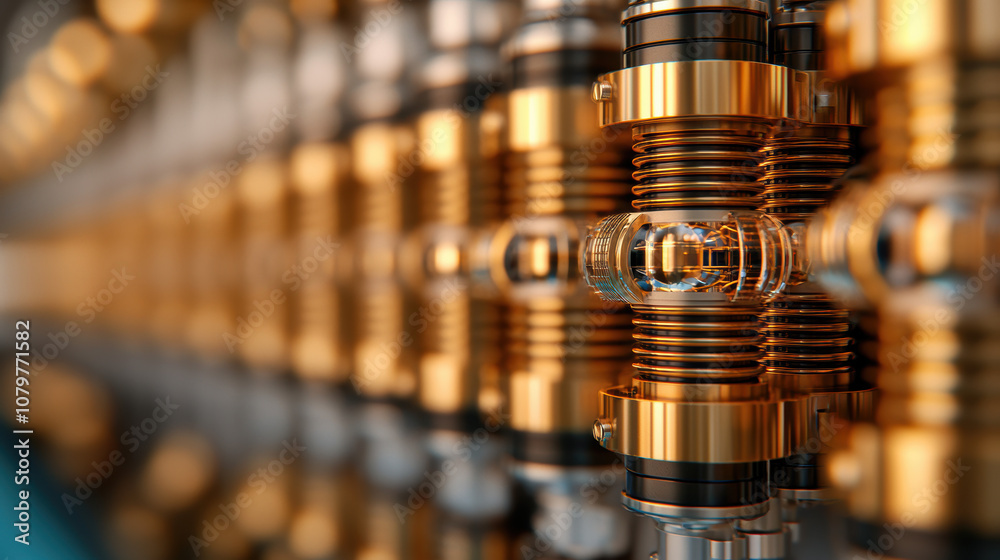 Quantum Computing Data Analytics Concept. A close-up view of intricately arranged metallic components, showcasing a blend of gold and silver hues, emphasizing precision engineering. Quantum Computing Data Analytics Concept. A close-up view of intricately arranged metallic components, showcasing a blend of gold and silver hues, emphasizing precision engineering.