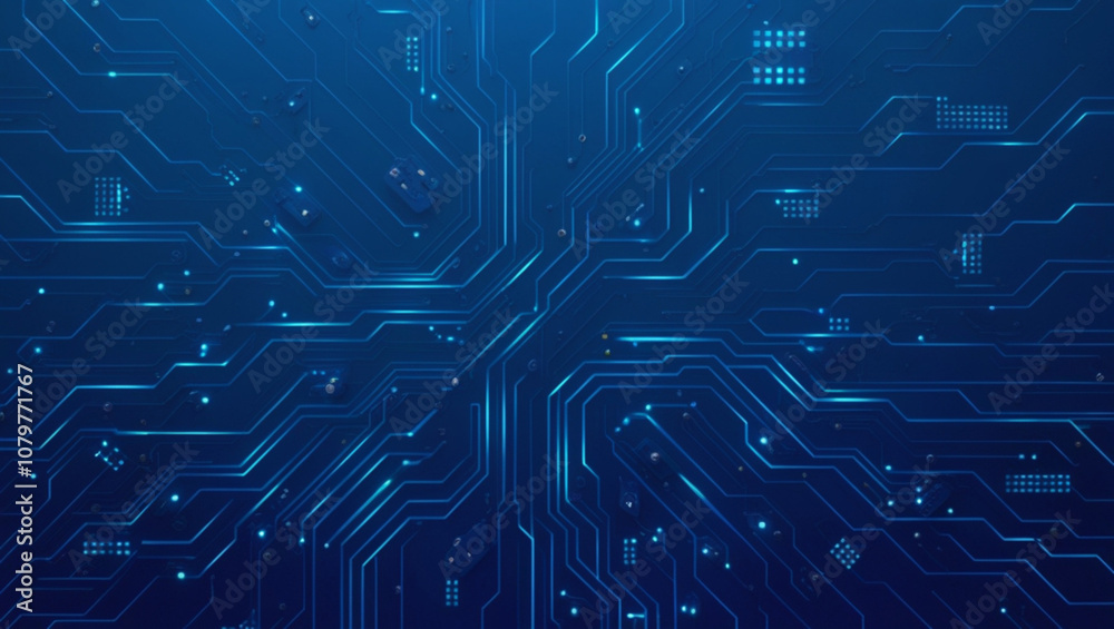 Futuristic vector illustration of a blue circuit board with intricate digital tech elements. Computer motherboard with a chip, processor, and semiconductor. Digital vector illustration Futuristic vector illustration of a blue circuit board with intricate digital tech elements. Computer motherboard with a chip, processor, and semiconductor. Digital vector illustration
