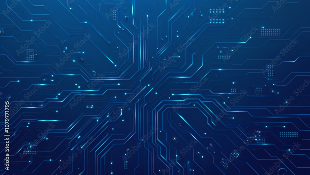 Futuristic vector illustration of a blue circuit board with intricate digital tech elements. Computer motherboard with a chip, processor, and semiconductor. Digital vector illustration Futuristic vector illustration of a blue circuit board with intricate digital tech elements. Computer motherboard with a chip, processor, and semiconductor. Digital vector illustration