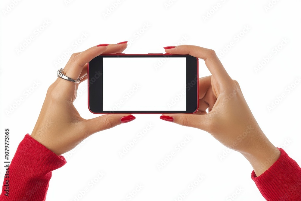 Hands Holding Smartphone with Blank Screen Hands Holding Smartphone with Blank Screen