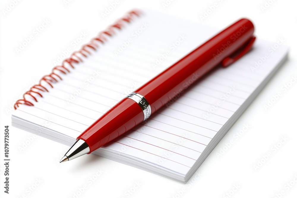 Red Pen on Blank Notebook Page Close-Up Red Pen on Blank Notebook Page Close-Up