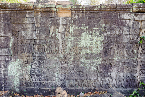 Bas-relief Sculpture at Banteay Chhmar Temple Thma Puok District, Banteay Meanchey, Cambodia. photo