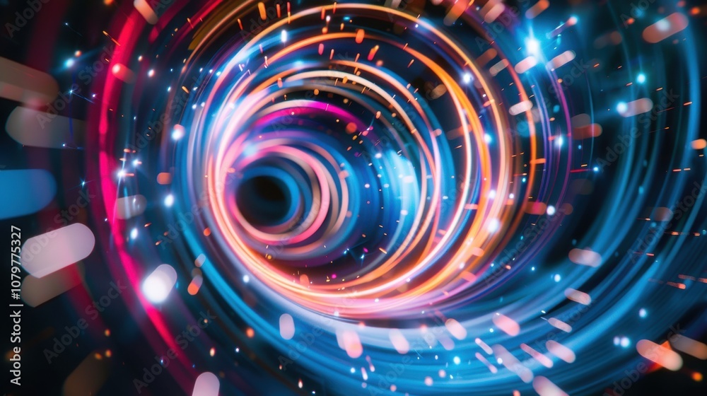 Vibrant Swirling Lights in a Hypnotic Motion Creating a Stunning Abstract Background for Digital Art, Technology, and Futuristic Themes Vibrant Swirling Lights in a Hypnotic Motion Creating a Stunning Abstract Background for Digital Art, Technology, and Futuristic Themes