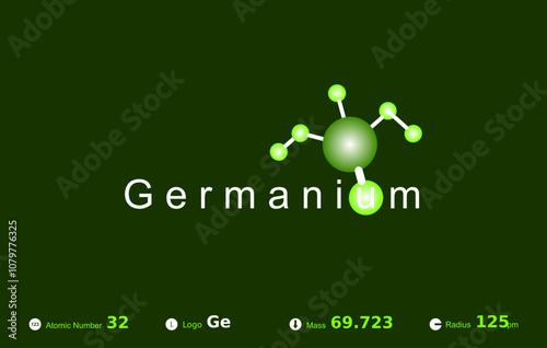 Modern logo design for the word "Germanium" which belongs to atoms in the atomic periodic system.