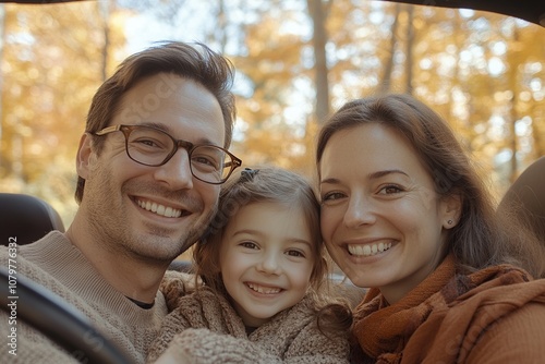 Happy Family Portrait in Autumn