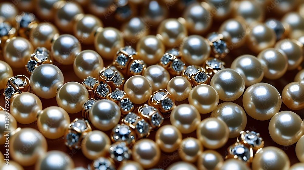 Pearls arranged in a diamond shape with larger ones at the corners, creating a structured yet soft pattern Pearls arranged in a diamond shape with larger ones at the corners, creating a structured yet soft pattern