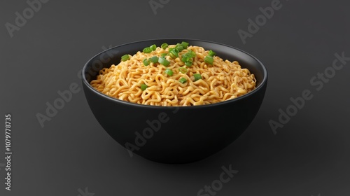 Instant Noodles in Black Bowl