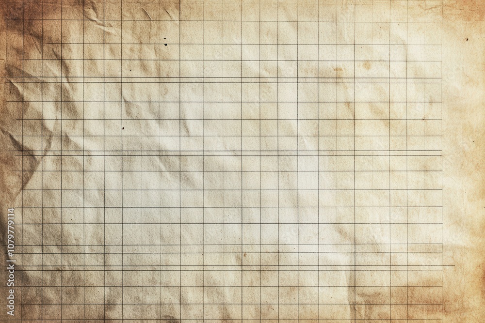 Fototapeta premium Vintage grid paper background with worn and crumpled texture