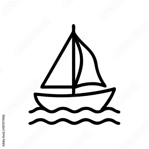 Sailboat icon in minimalist black and white design for maritime adventure and boating concept