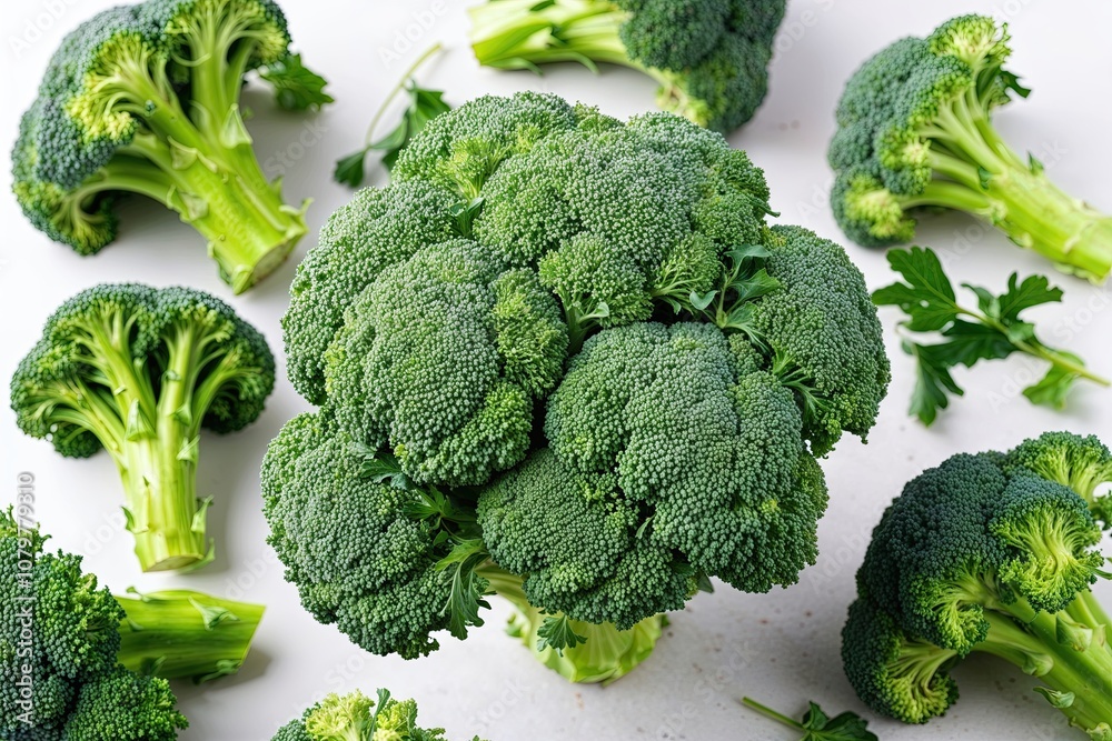 Fresh Isolated Broccoli Vegetable on White Background Fresh Isolated Broccoli Vegetable on White Background