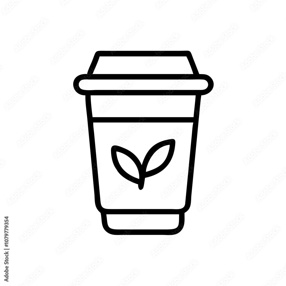 Biodegradable cup icon in black and white design for eco-friendly and sustainable living concept Biodegradable cup icon in black and white design for eco-friendly and sustainable living concept