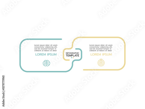 Infographic 2 Step timeline journey, Arrow flat simple infographics template for business, education, web design, banners, brochures, flyers. Vector illustration.