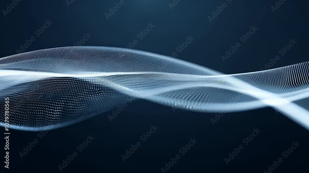 Abstract wave patterns created with light and digital effects in a dark background.