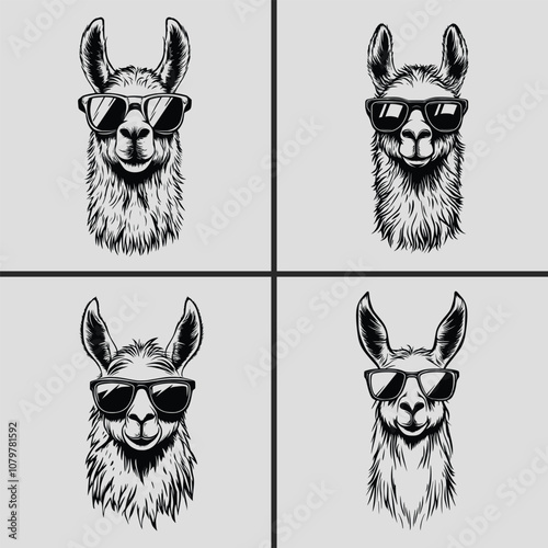 Llama with Sunglasses Svg, Alpaca Head Svg, Llama Vector Svg, Llama Silhouette Vector, Llama Head Vector Svg, Llama Face Svg, Funny Alpaca Head Svg, Animal Svg, Apaca Head Bundle, Llama Head Bundle