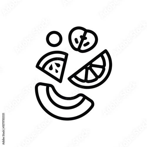 Black line icon for fruit slice