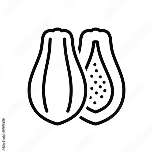 Black line icon for papaya
